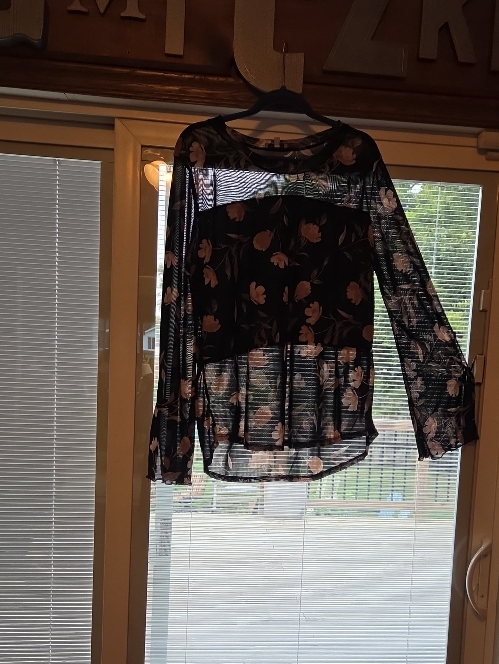 white birch Black Sheer Floral Long-Sleeve Blouse